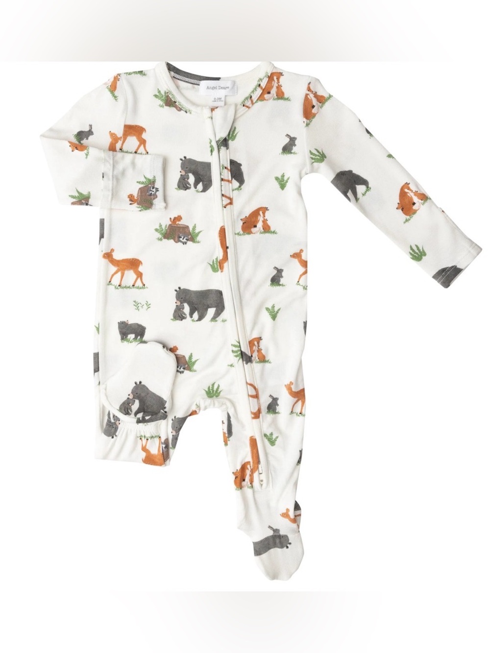 ANGEL DEAR Woodland Animals Bamboo 2 Way Zip Footie - 0-3M
